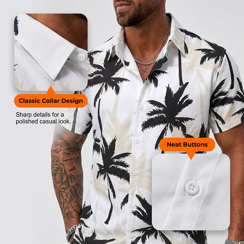 Herenoverhemd met tropische print en bijpassende korte broek