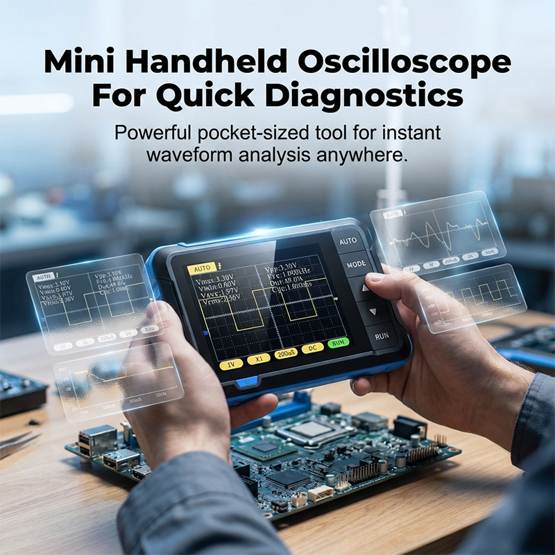 Mini-handoscilloscoop, 2,5 MSa/s, 200 kHz bandbreedte, 800 Vpp, PWM-uitgang, oscilloscoop voor de automobielindustrie, multimeters, accutester voor auto’s