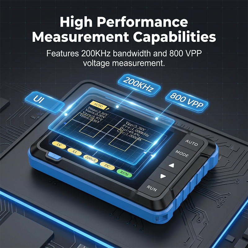 Mini-handoscilloscoop, 2,5 MSa/s, 200 kHz bandbreedte, 800 Vpp, PWM-uitgang, oscilloscoop voor de automobielindustrie, multimeters, accutester voor auto’s