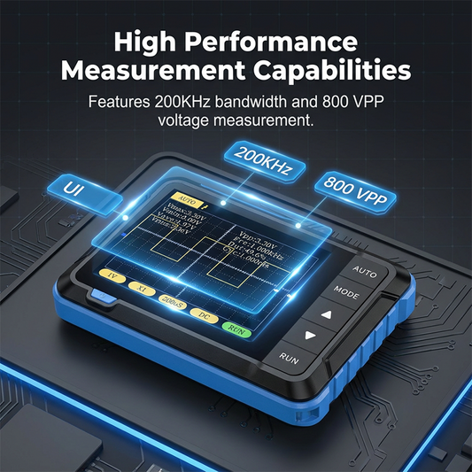 Mini-handoscilloscoop, 2,5 MSa/s, 200 kHz bandbreedte, 800 Vpp, PWM-uitgang, oscilloscoop voor de automobielindustrie, multimeters, accutester voor auto’s