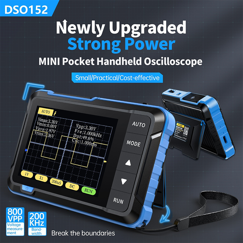 Mini-handoscilloscoop, 2,5 MSa/s, 200 kHz bandbreedte, 800 Vpp, PWM-uitgang, oscilloscoop voor de automobielindustrie, multimeters, accutester voor auto’s