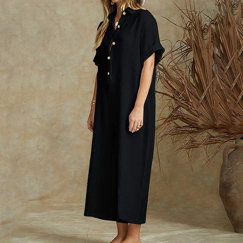 Casual jumpsuit met korte mouwen en wijde pijpen voor dames