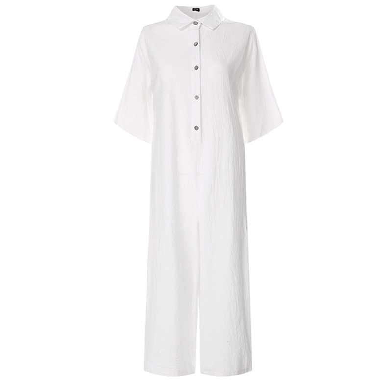 Casual jumpsuit met korte mouwen en wijde pijpen voor dames