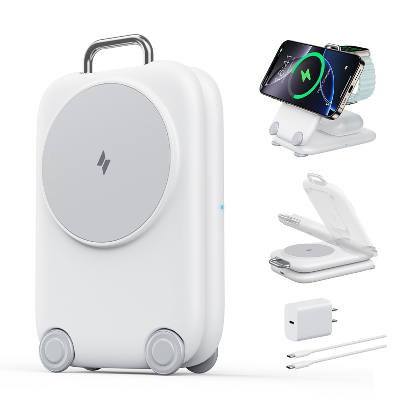 🌞Fris De Lente In Met 50% Korting!📱3-in-1 Opvouwbaar Draadloos Oplaadstation | 15W Magnetische Snellader voor Telefoon, Watch & Oordopjes