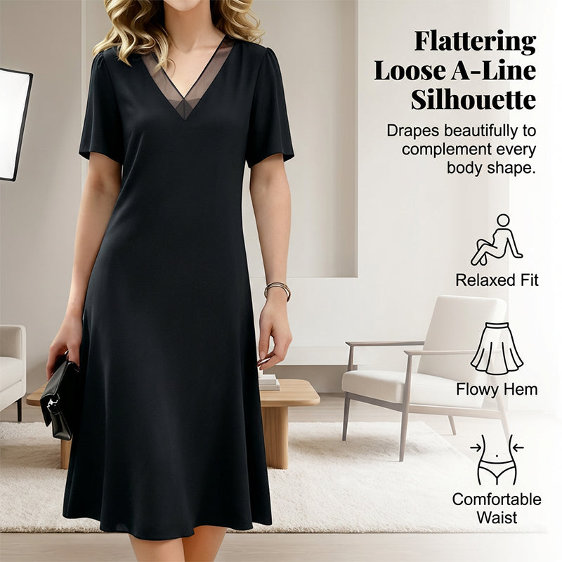Elegante damesjurk met V-hals en mesh