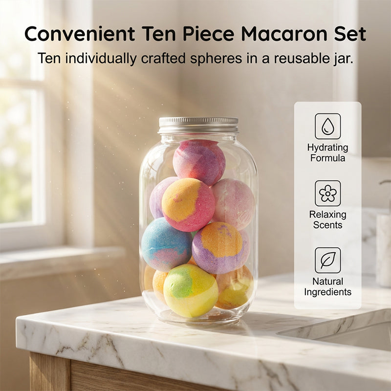 🔥Tijdelijke aanbieding: set van 10 macaron-badbruisballen