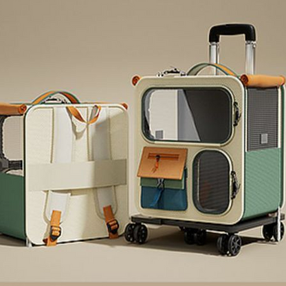 Dierentransportbox op wieltjes met grote inhoud