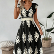 🌸 50% Korting – Elegante Jurk met V-hals & Barokprint | Luchtig, Comfortabel & Vrouwelijk
