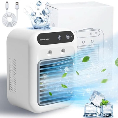 🌞Fris De Lente In Met 50% Korting!❄️Mini Aircooler & Luchtbevochtiger (USB) | Draagbare Luchtkoeler voor Slaapkamer & Bureau | Compact en Stil