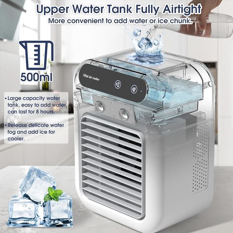 🌞Fris De Lente In Met 50% Korting!❄️Mini Aircooler & Luchtbevochtiger (USB) | Draagbare Luchtkoeler voor Slaapkamer & Bureau | Compact en Stil