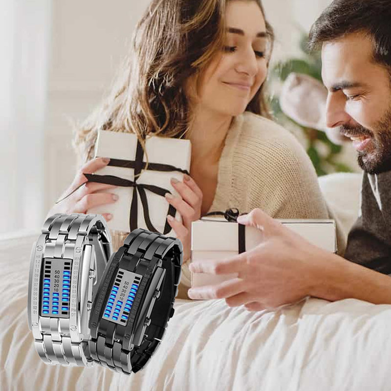 ⌚Beperkte tijd 50% korting!✨Horloge voor heren - binaire led, roestvrij staal, blauw licht, sportief, waterbestendig, modern⚡