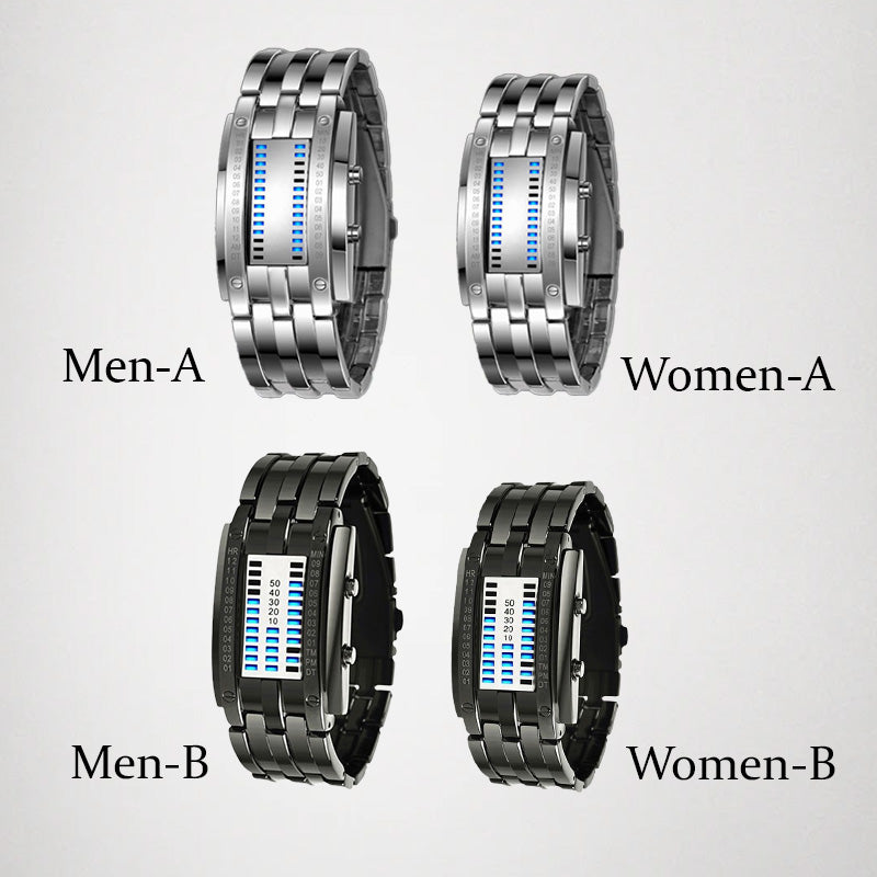 ⌚Beperkte tijd 50% korting!✨Horloge voor heren - binaire led, roestvrij staal, blauw licht, sportief, waterbestendig, modern⚡