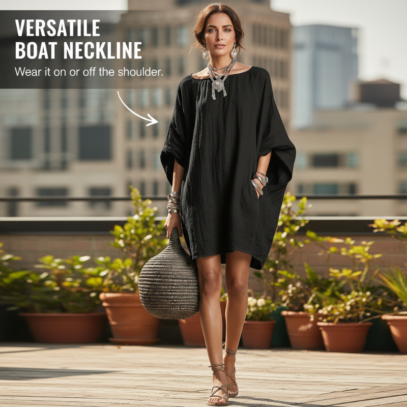 🔥 ZOMERUITVERKOOP – 75% KORTING! 👗 Oversized Jurk met Vleermuismouwen voor Dames – Comfortabele Pasvorm & Luchtige Zomerstijl | Zolang de Voorraad Strekt
