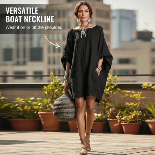 🔥 ZOMERUITVERKOOP – 75% KORTING! 👗 Oversized Jurk met Vleermuismouwen voor Dames – Comfortabele Pasvorm & Luchtige Zomerstijl | Zolang de Voorraad Strekt