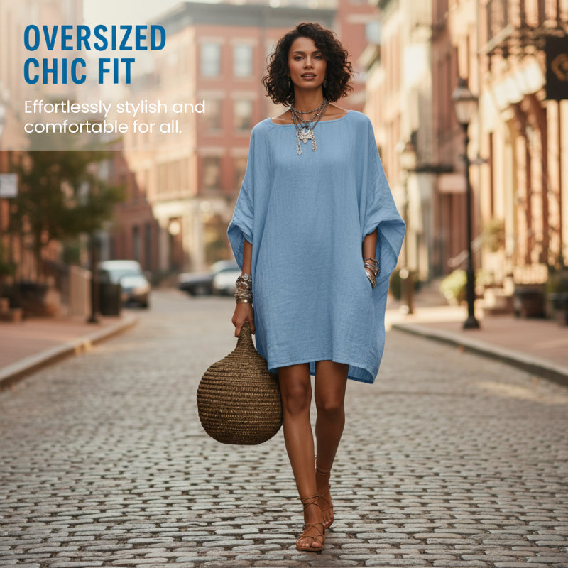 🔥 ZOMERUITVERKOOP – 75% KORTING! 👗 Oversized Jurk met Vleermuismouwen voor Dames – Comfortabele Pasvorm & Luchtige Zomerstijl | Zolang de Voorraad Strekt