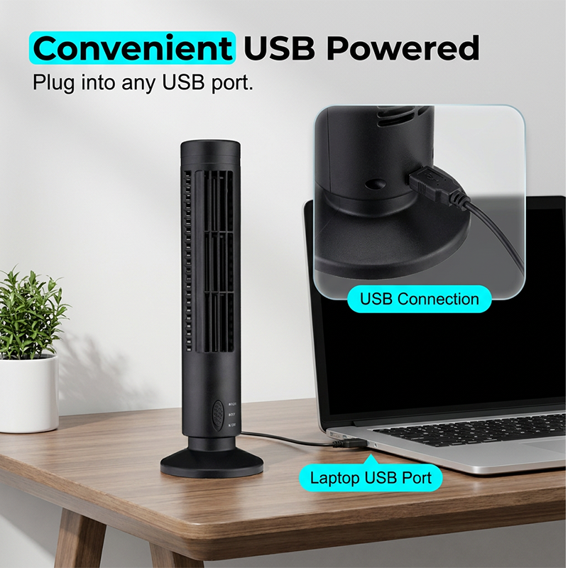 🎁2026 Nieuw binnen 50% KORTING💥USB-aangedreven bladloze torenventilator