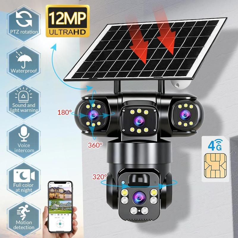 📢📢50% KORTING⏰6K 9MP wifi-beveiligingscamera voor buiten | 3 lenzen, 360° PTZ | IP66 waterdicht, kleurennachtzicht, tweeweg audio, bewegingsdetectie