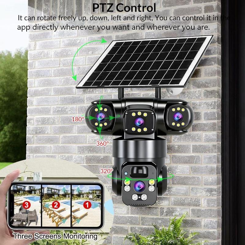 📢📢50% KORTING⏰6K 9MP wifi-beveiligingscamera voor buiten | 10x zoom, 3 lenzen, 360° PTZ | IP66 waterdicht, kleurennachtzicht, tweeweg audio, bewegingsdetectie