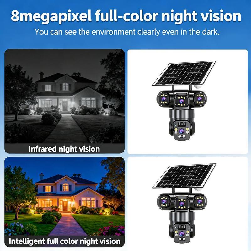 📢📢50% KORTING⏰6K 9MP wifi-beveiligingscamera voor buiten | 10x zoom, 3 lenzen, 360° PTZ | IP66 waterdicht, kleurennachtzicht, tweeweg audio, bewegingsdetectie