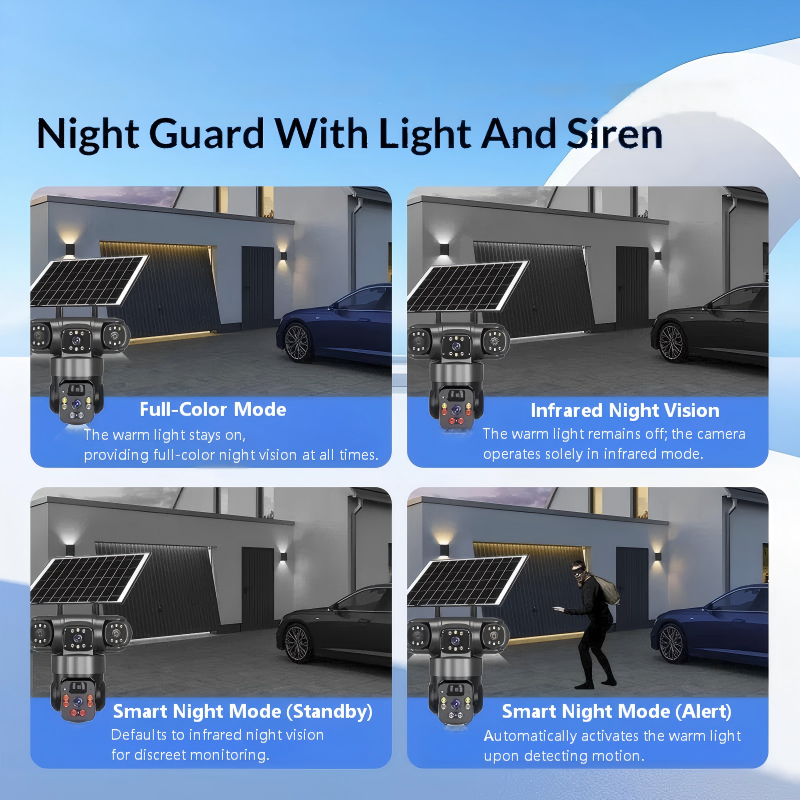 📢📢50% KORTING⏰6K 9MP wifi-beveiligingscamera voor buiten | 10x zoom, 3 lenzen, 360° PTZ | IP66 waterdicht, kleurennachtzicht, tweeweg audio, bewegingsdetectie