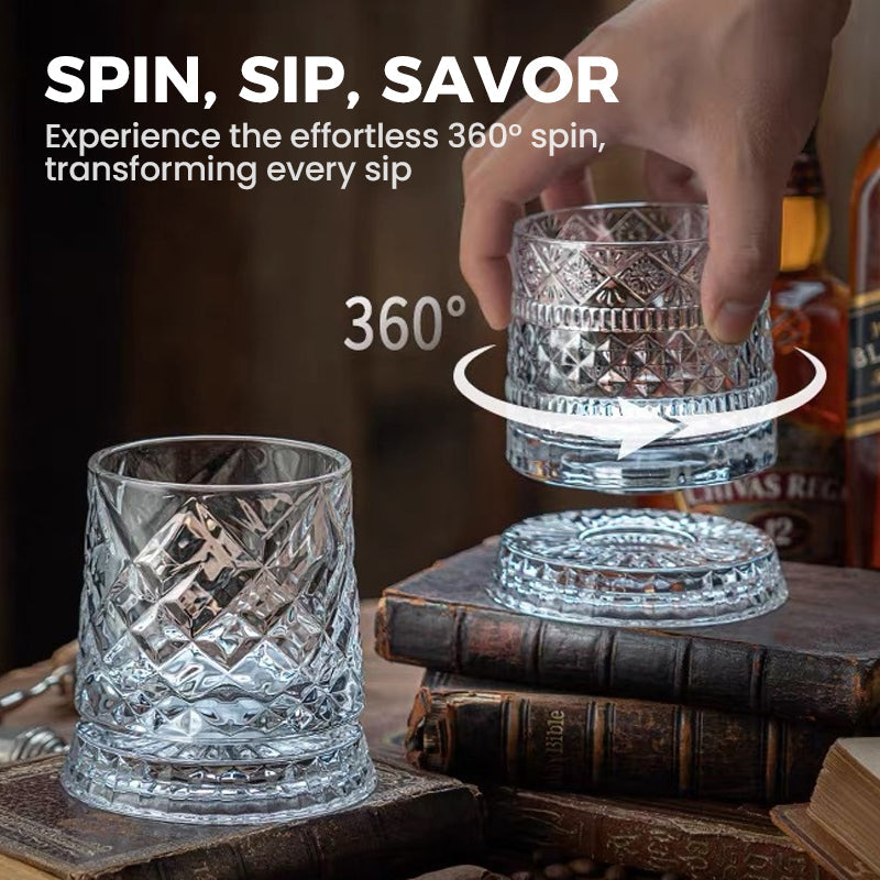 ✨ Luxe Draaiend Drinkglas – Het Perfecte Cadeau voor Whisky Liefhebbers 🥃