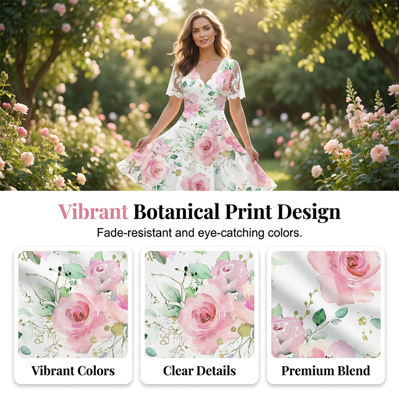 ⚡ Nu 50% Korting! ✨ Damesjurk met bloemenprint en kanten mouwen