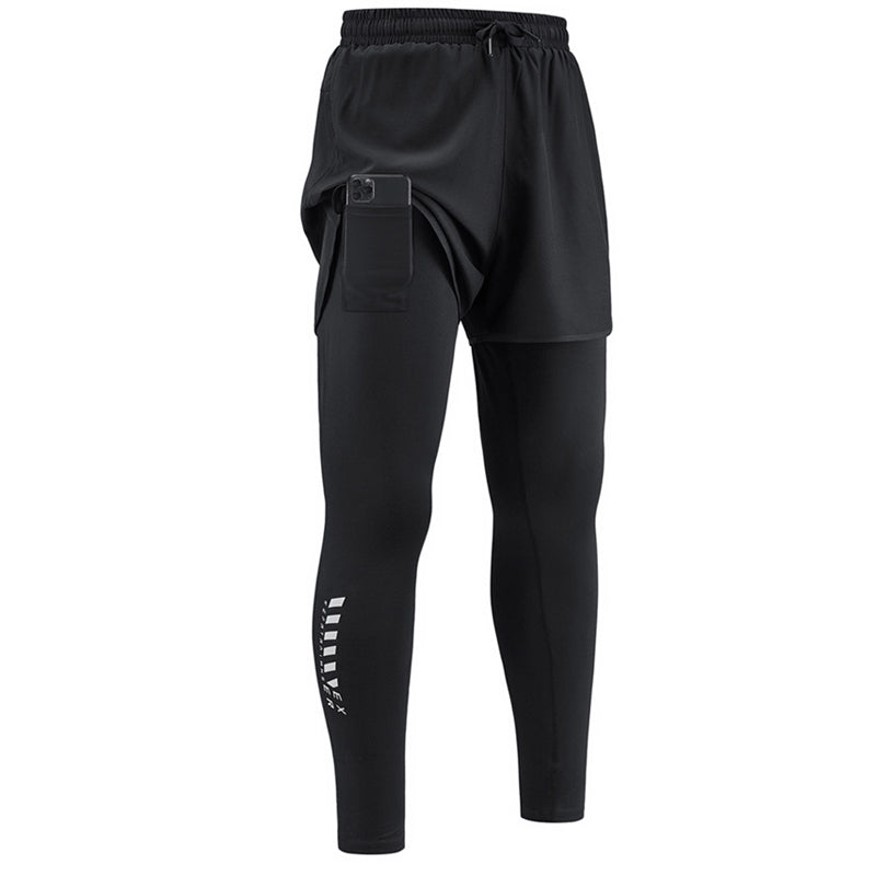 🏃‍♂️ NU 50% KORTING!💨 2-in-1 hardlooplegging met korte broek voor heren – Compressie & sneldrogend – Sportbroek met telefoonzakje 📱