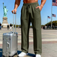 👖Herenbroek met elastische tailleband en trekkoord, recht model