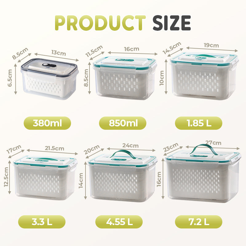 🥗 50% OFF NOW!🧊 2 in 1 Draining Fresh-Keep Food Container – Airtight & Microwave Safe – Fridge Essential 🔒