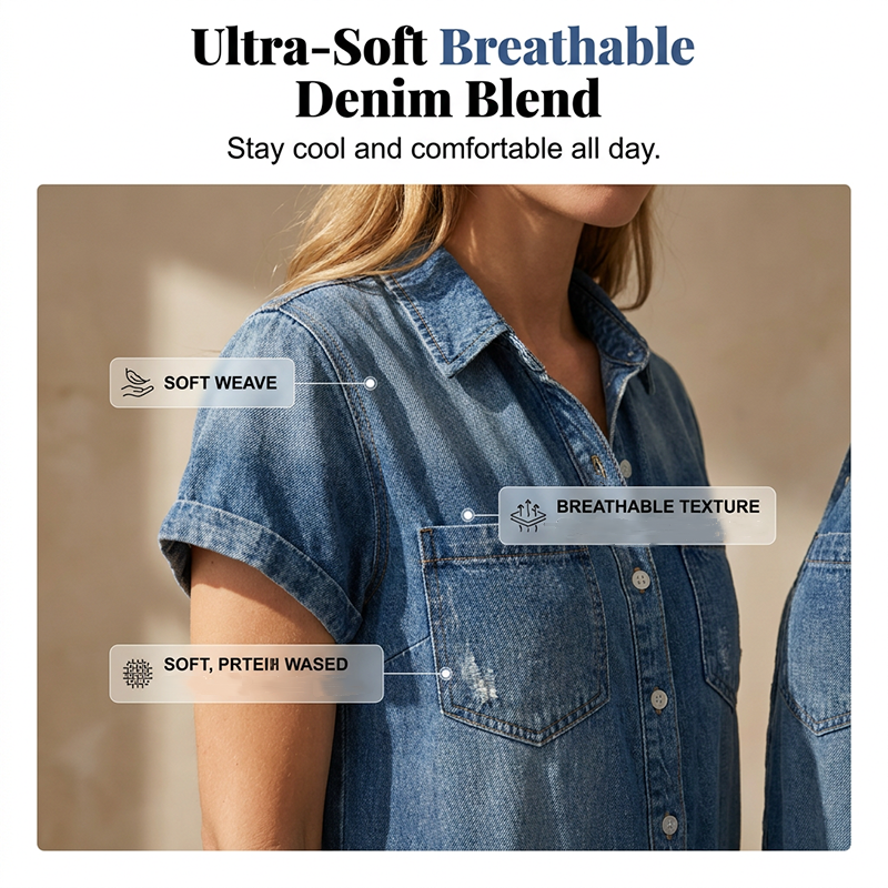 💥50% KORTING 👖Denim jumpsuit, ademend, met zakken tot maat 4X🌸vooraanknoopbaar voor dag en date
