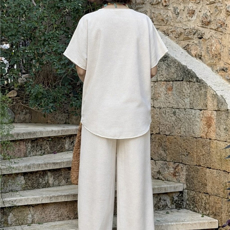 ⏰TIJDELIJKE AANBIEDING🌿 Linnenmix 2-Delige Set | Asymmetrisch ontwerp, ademend & comfortabel