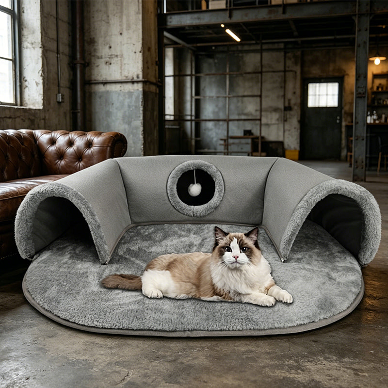 Pluche 2-in-1 katten tunnelbed