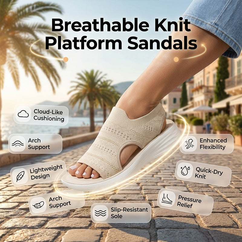 Ademende gebreide plateausandalen voor dames