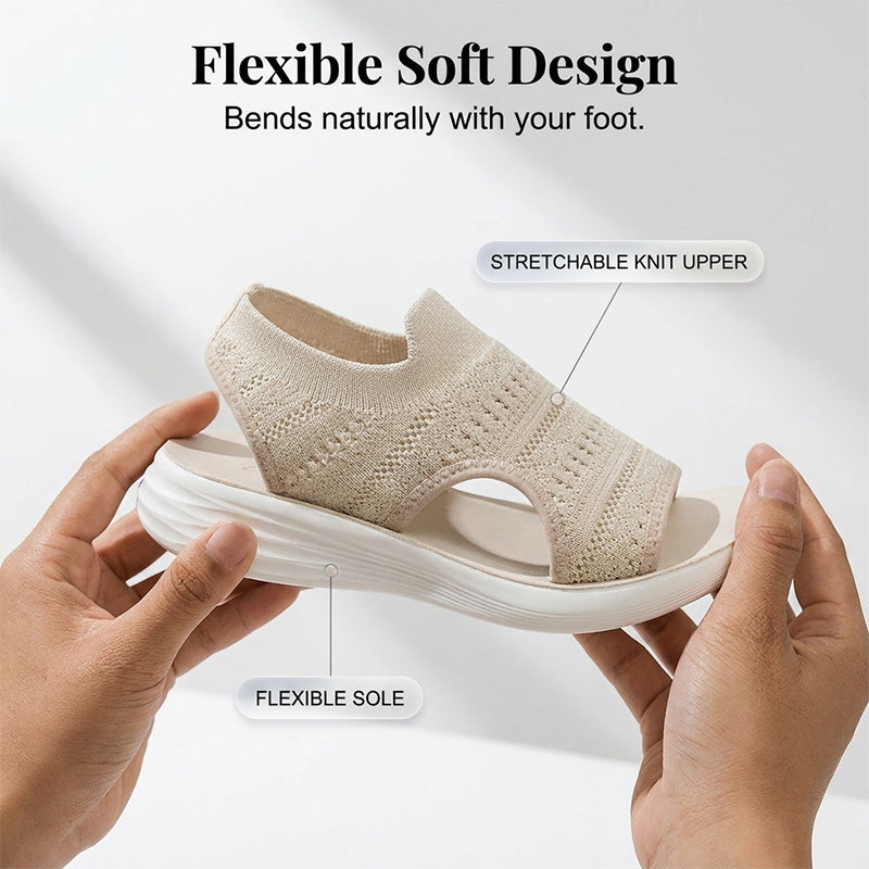 Ademende gebreide plateausandalen voor dames