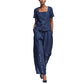 Women's Square Neck Button-Up Two-Piece Set