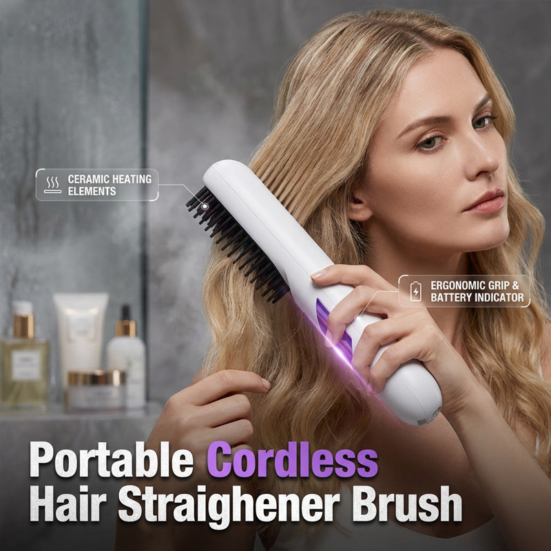 🔥 HOT DEAL -50% 💇‍♀️ Draadloze Stijlborstel ✨ Anti-Frizz & Snel Glad Haar