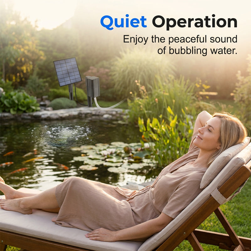 🌞 Zonne-energie Vijverbeluchter met luchtpomp – nul elektriciteitskosten – houd vissen gezond en water helder – 50% KORTING 🐟💧