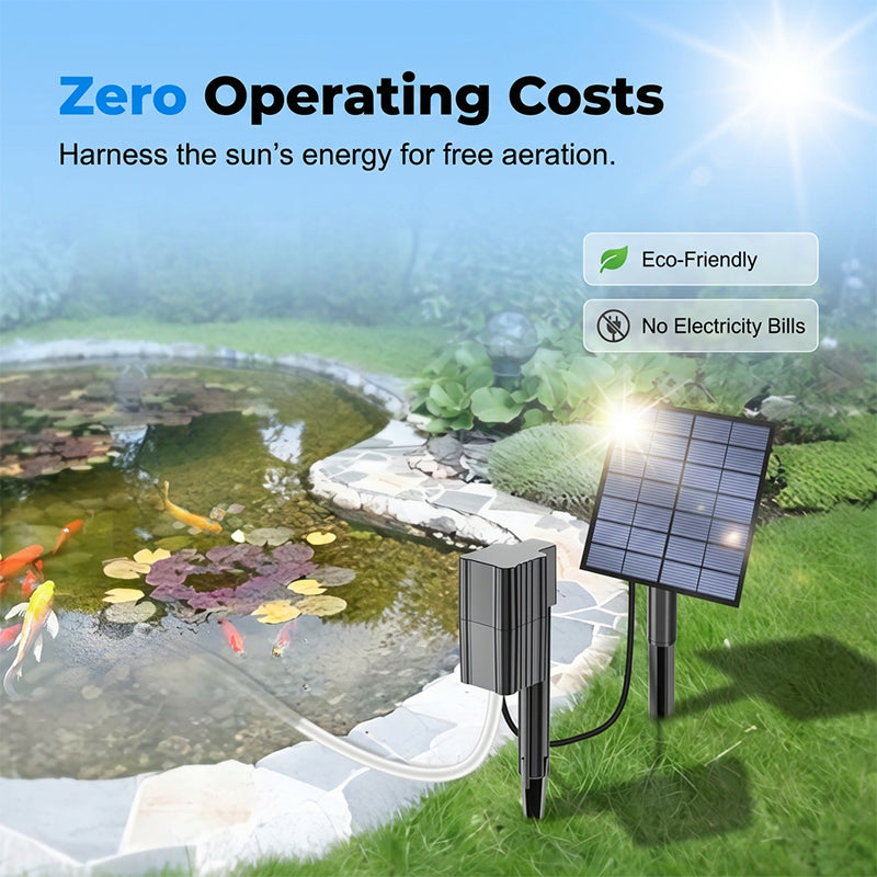 🌞 Zonne-energie Vijverbeluchter met luchtpomp – nul elektriciteitskosten – houd vissen gezond en water helder – 50% KORTING 🐟💧