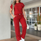 🔥Set met casual damesshirt met korte mouwen en wijde broek