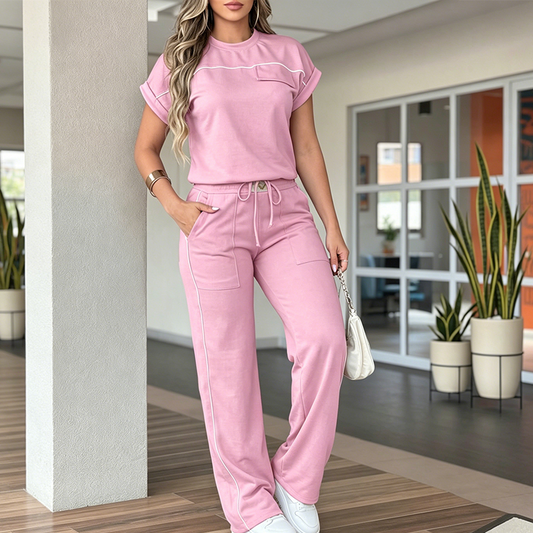 🔥Set met casual damesshirt met korte mouwen en wijde broek