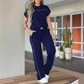 🔥Women's Casual Short Sleeve Top & Wide Leg Pants Set