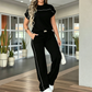 🔥Women's Casual Short Sleeve Top & Wide Leg Pants Set