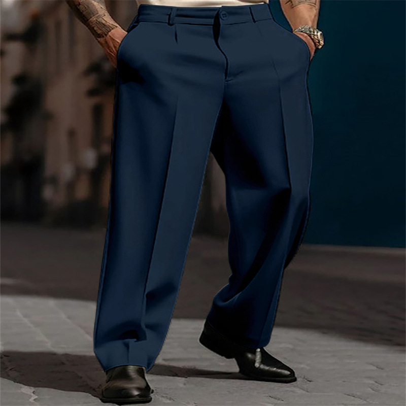 Heren casual geplooide wijde broek