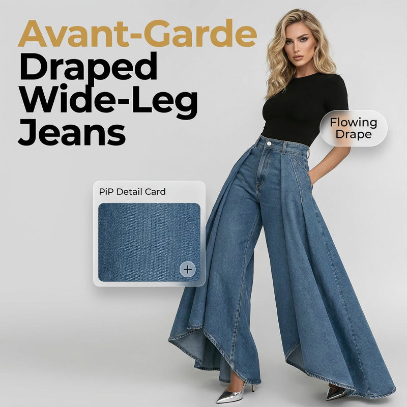 🔥Superaanbieding: 50% KORTING🔥Damesjeans met hoge taille, wijde pijpen en een asymmetrische zoom