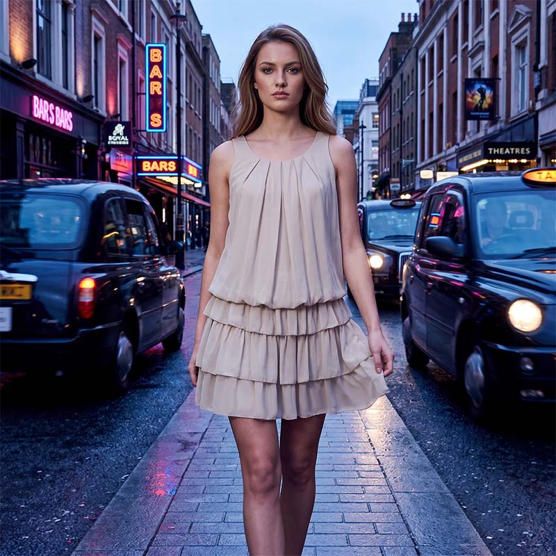 ✨ Sommerkleid mit Rüschenstufen & U-Ausschnitt – figurschmeichelnd, knitterarm & leicht zu kombinieren
