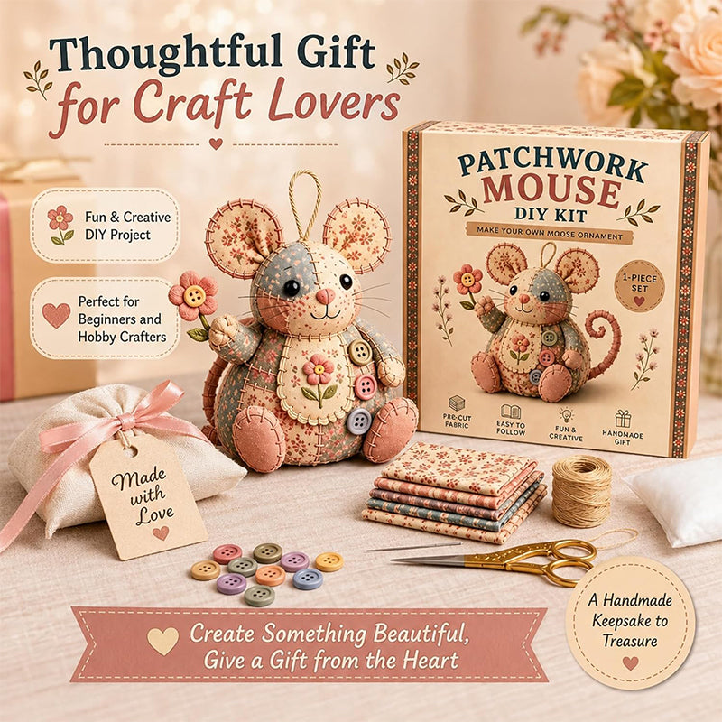 🐭❤️ 50% KORTING! Stop met scrollen en naai je eigen schattige muis! Deze complete set geeft je alles – stof, vulling, naald – en voor je het weet hou je een zelfgemaakt vriendje in je handen!