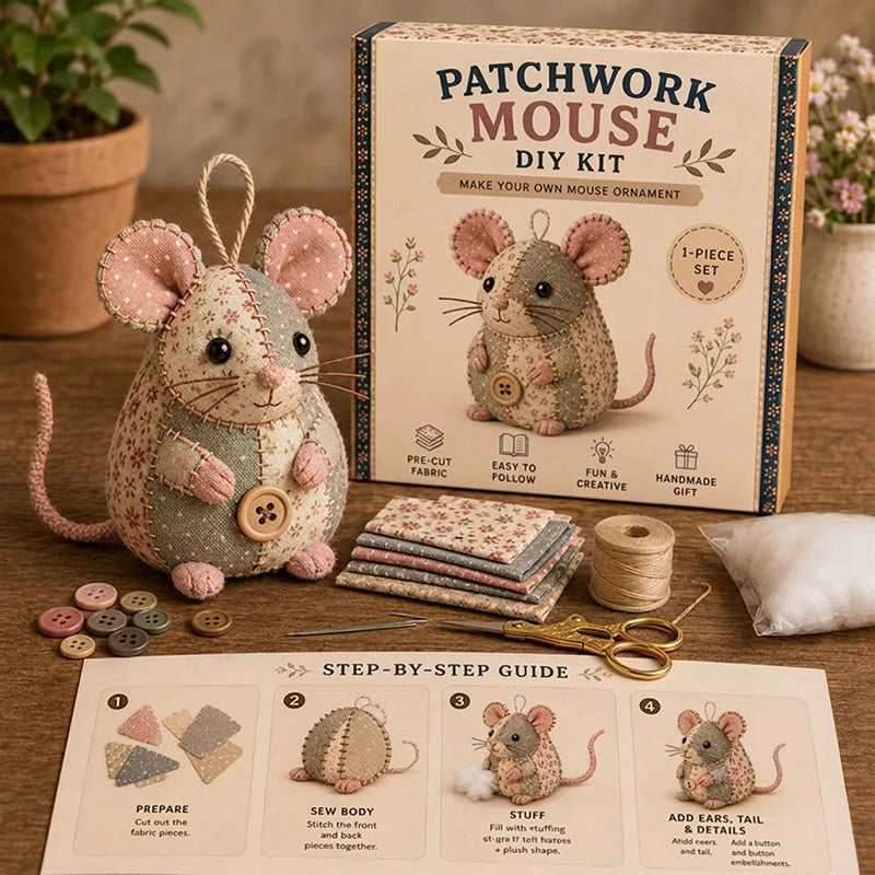 🐭❤️ 50% KORTING! Stop met scrollen en naai je eigen schattige muis! Deze complete set geeft je alles – stof, vulling, naald – en voor je het weet hou je een zelfgemaakt vriendje in je handen!