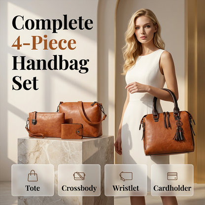 4-delige handtassenset van PU-leer voor dames