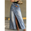 Denim maxi-rok met gelaagde taille voor dames