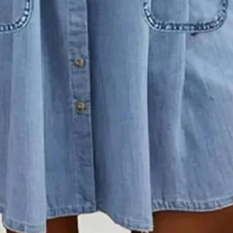 💙💥 50% KORTING! Losvallende denim jurk, ademend met ruime zakken
